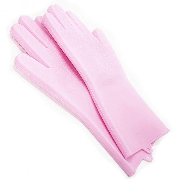 Силіконові рукавички Magic Silicone Gloves Pink для прибирання чистки миття посуду для будинку. Колір рожевий - Зображення 4