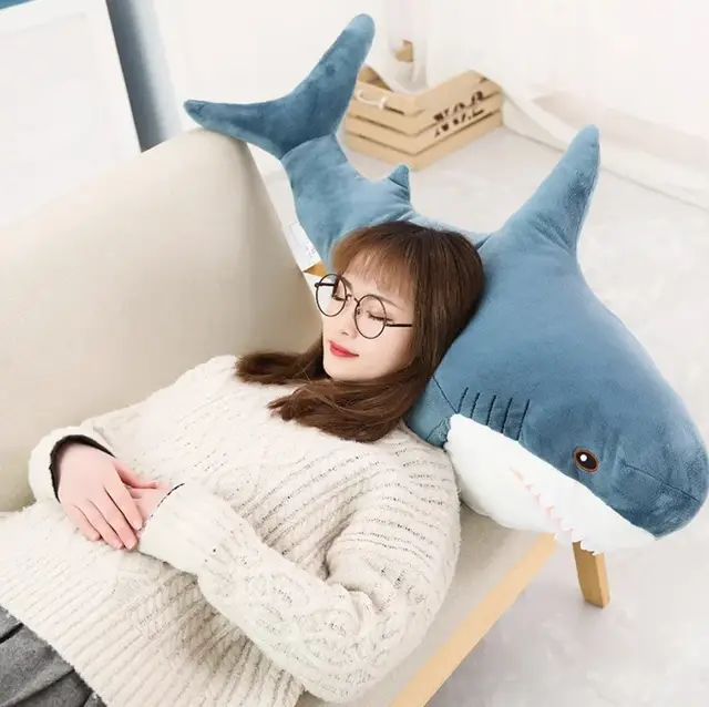 Дитяча м'яка плюшева антистрес іграшка-подушка обіймашка Shark Doll "Акула" 80 см - Зображення 4