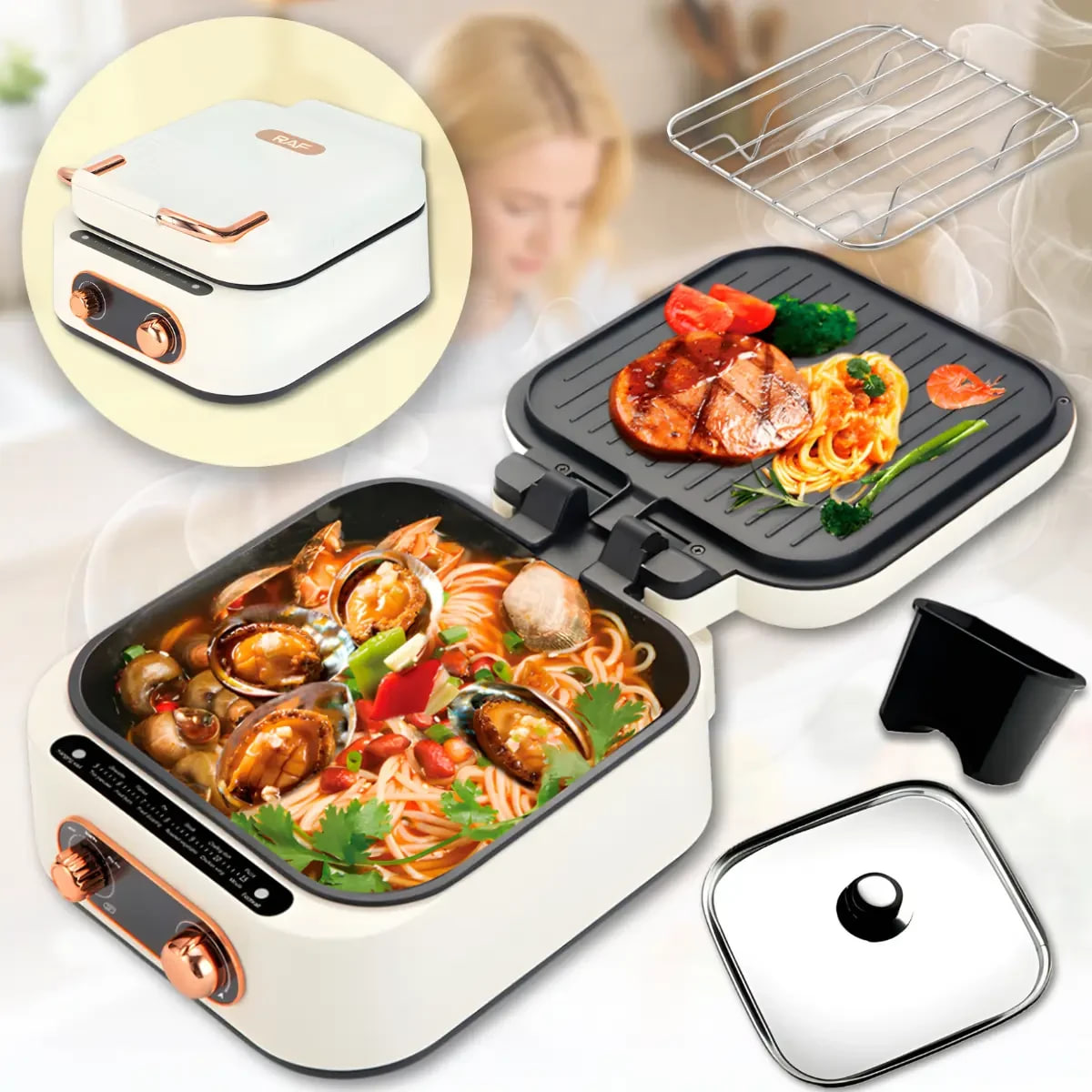 Багатофункціональний гриль RAF R.5409 3в1 / Сковорода-Гриль Hot Pot Grill 2.5L / Сковорода-гриль розкладна 1800 Вт 1 Багатофункціональний гриль RAF R.5409 3в1 / Сковорода-Гриль Hot Pot Grill 2.5L / Сковорода-гриль розкладна 1800 Вт