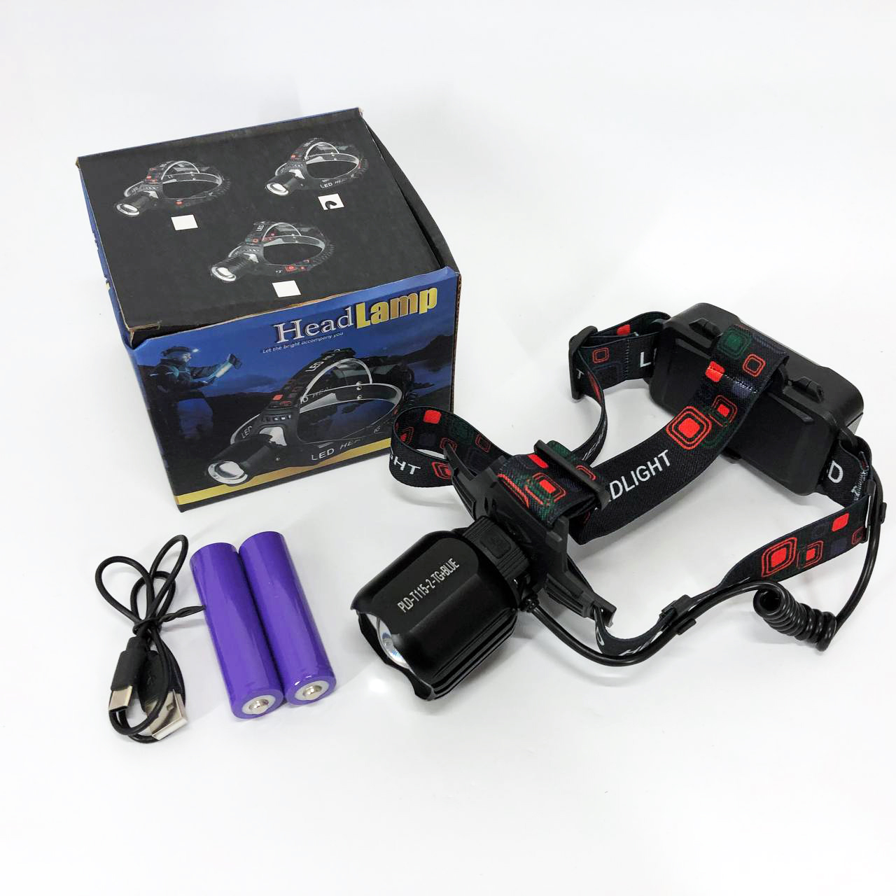 Ліхтар налобний PLD-T115-2PM10-TG (white+blue), Ліхтар акумуляторний для риболовлі, водонепроникний - Зображення 3