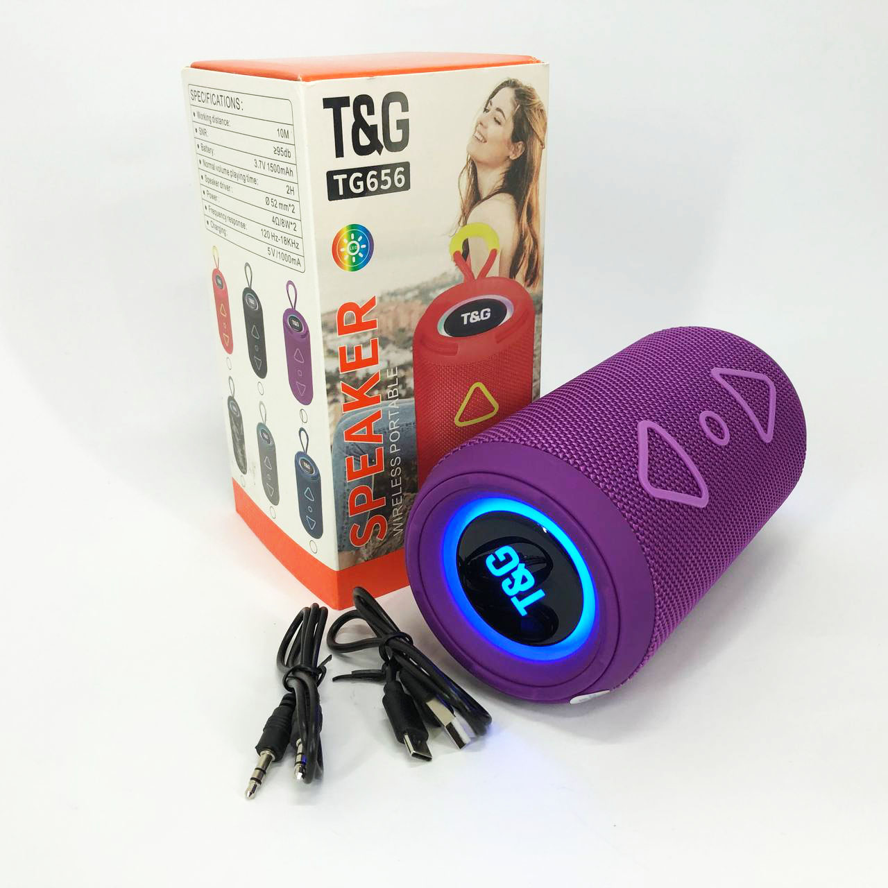 Bluetooth колонка портативна TG656 FM-радіо, потужна переносна акустична колонка. Колір: фіолетовий - Зображення 5