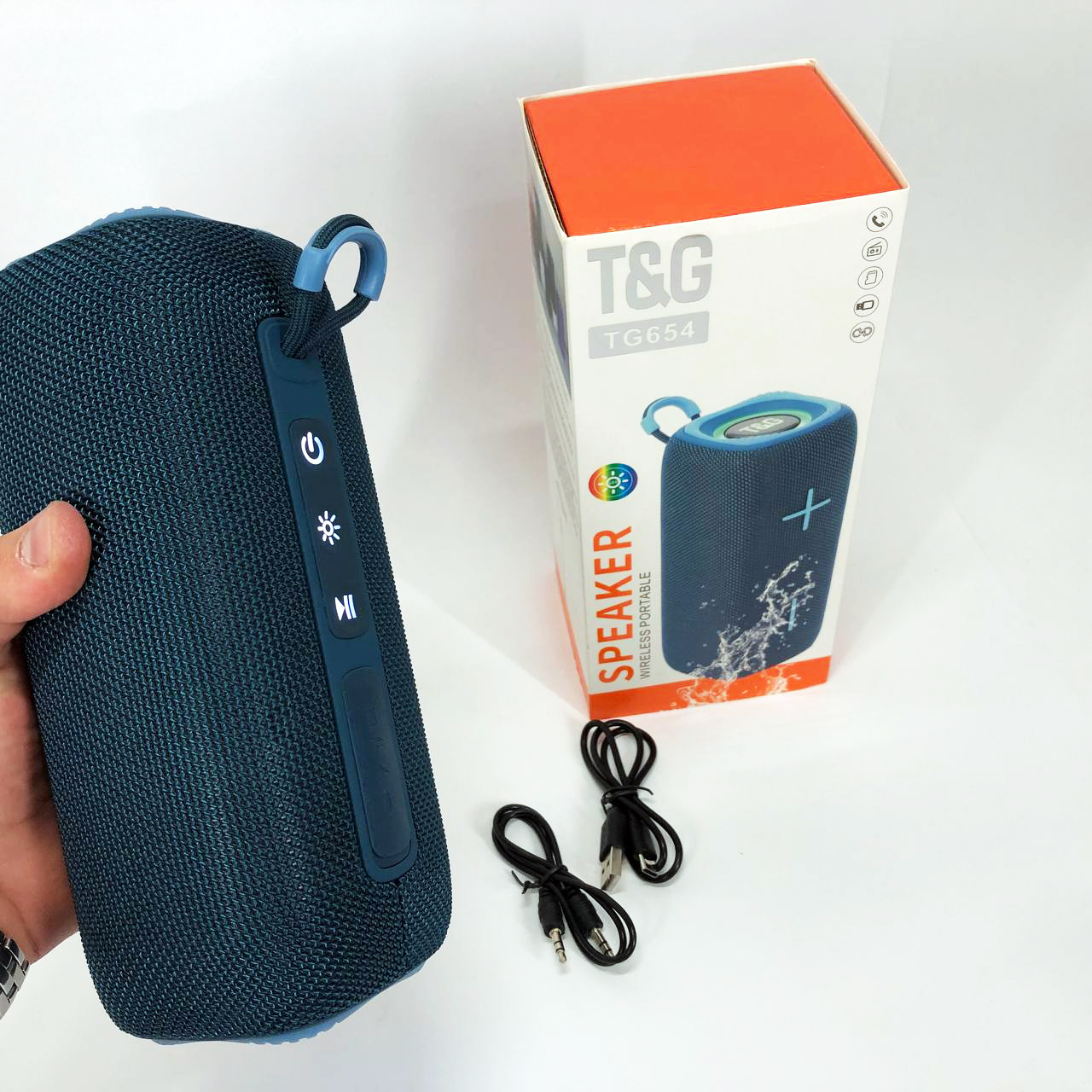 Портативна колонка Bluetooth TG654 8W з підсвічуванням, Акумуляторна колонка для музики. Колір: синій - Зображення 8