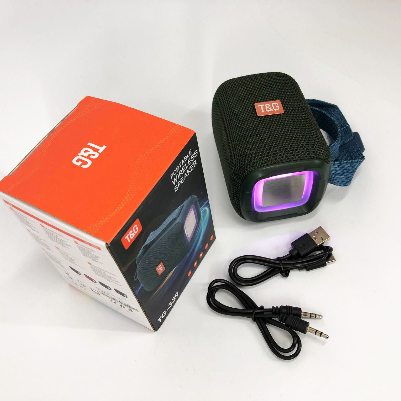 Портативна Bluetooth колонка TG339 5W з підсвічуванням RGB, акумуляторна колонка для музики. Колір: зелений - Зображення 8