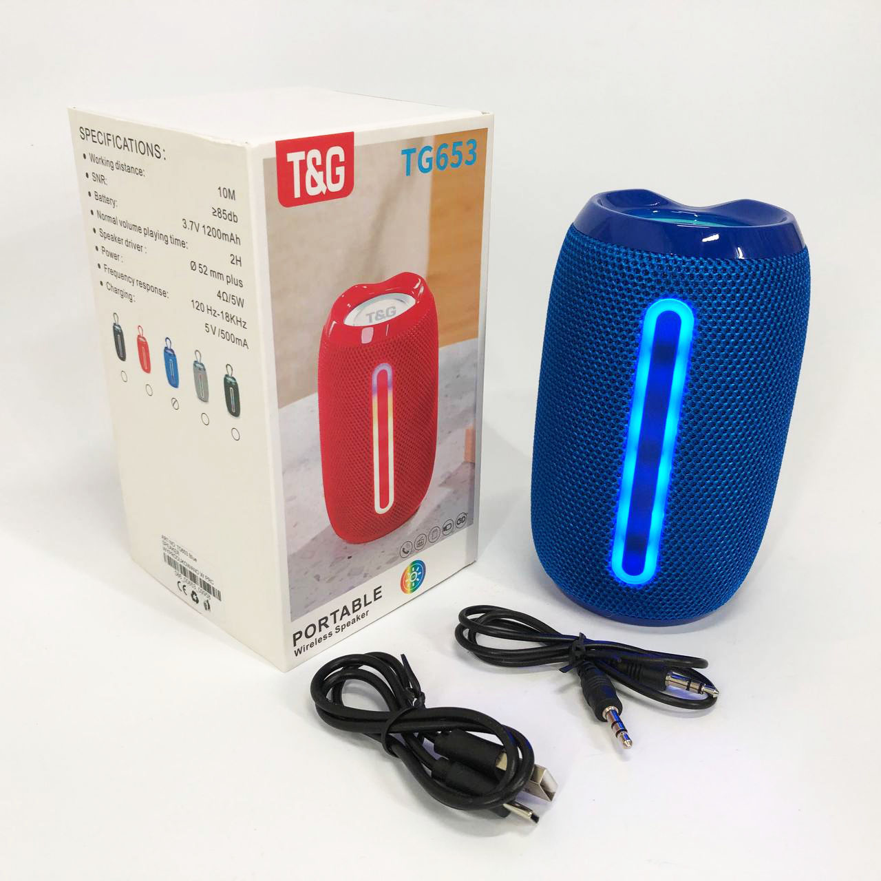 Портативна Bluetooth-колонка TG653 USB з ремінцем, Бездротова колонка портативна потужна. Колір: синій 6 Портативна Bluetooth-колонка TG653 USB з ремінцем, Бездротова колонка портативна потужна. Колір: синій - Зображення 6