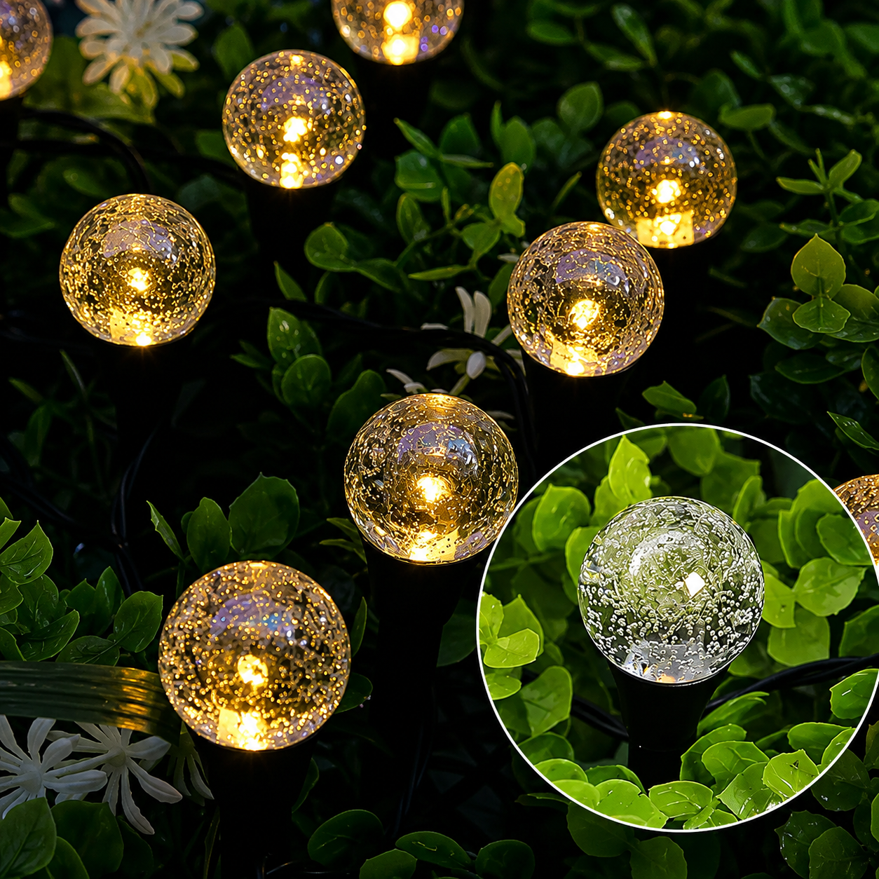 Садовий світильник garden light з сонячною панеллю / Кулясті ліхтарі для саду з бульбашками Solar / Світлодіодна LED-гірлянда для саду - Зображення 4