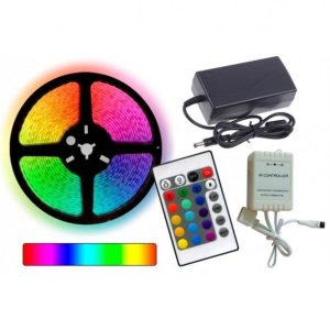 Комплект Світлодіодна стрічка багатобарвна 3528 RGB комплект 5м з пультом