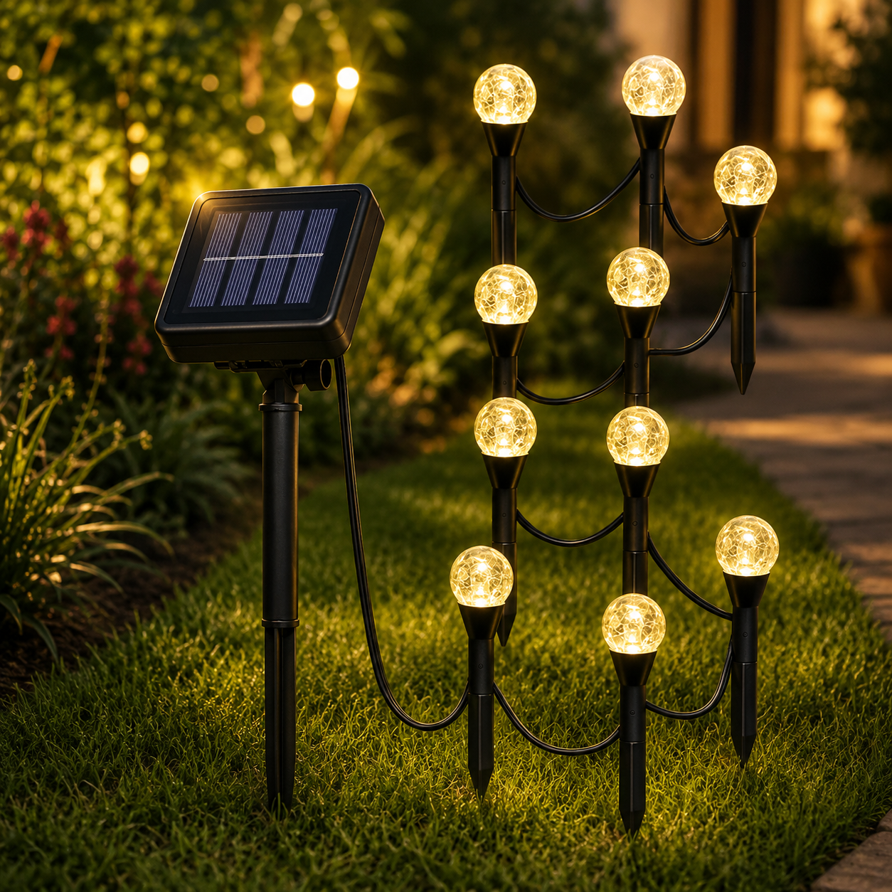 Садовий світильник garden light з сонячною панеллю / Кулясті ліхтарі для саду з бульбашками Solar / Світлодіодна LED-гірлянда для саду - Зображення 3