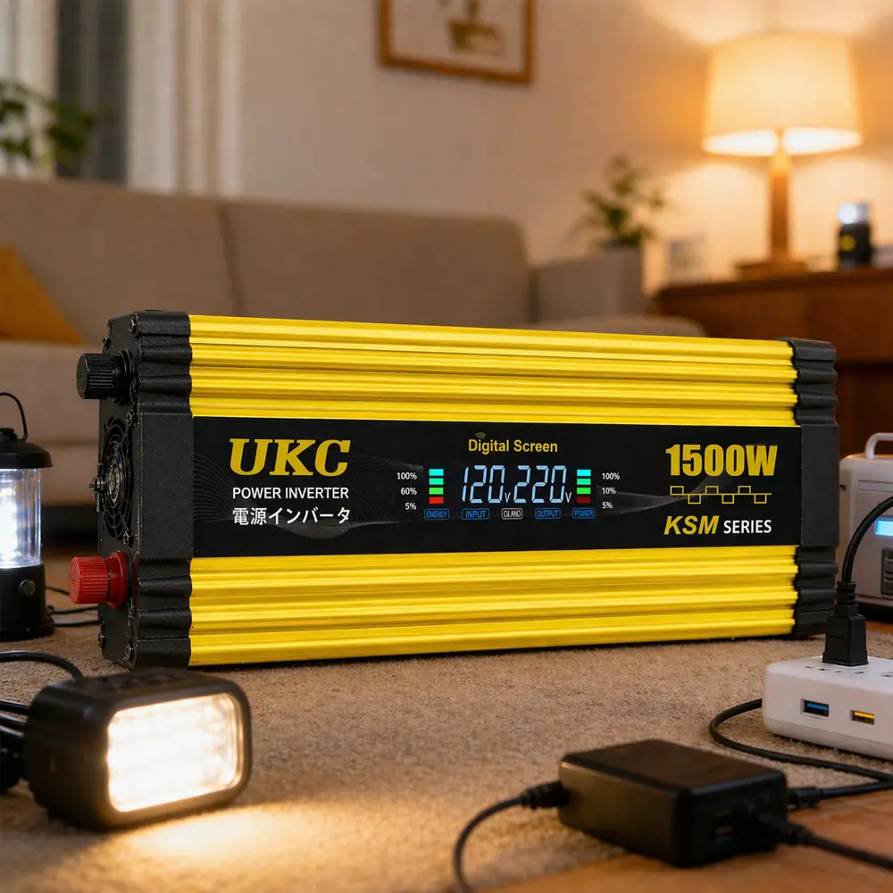 Автомобільний інвертор Жовтий / Перетворювач напруги з 12-220V, 1500Вт, 2хUSB - Зображення 4