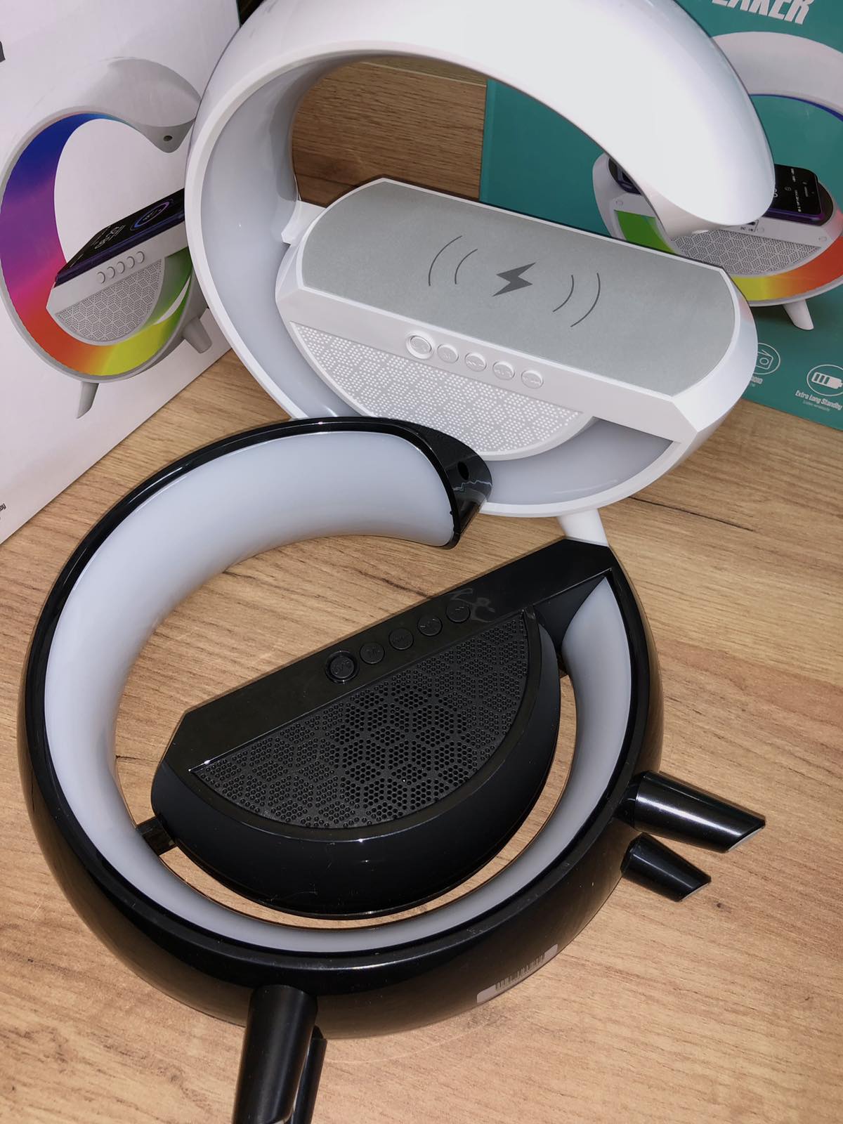 Розумний світильник/Нічник з бездротовою зарядкою для телефону/Bluetooth-колонка - Зображення 5