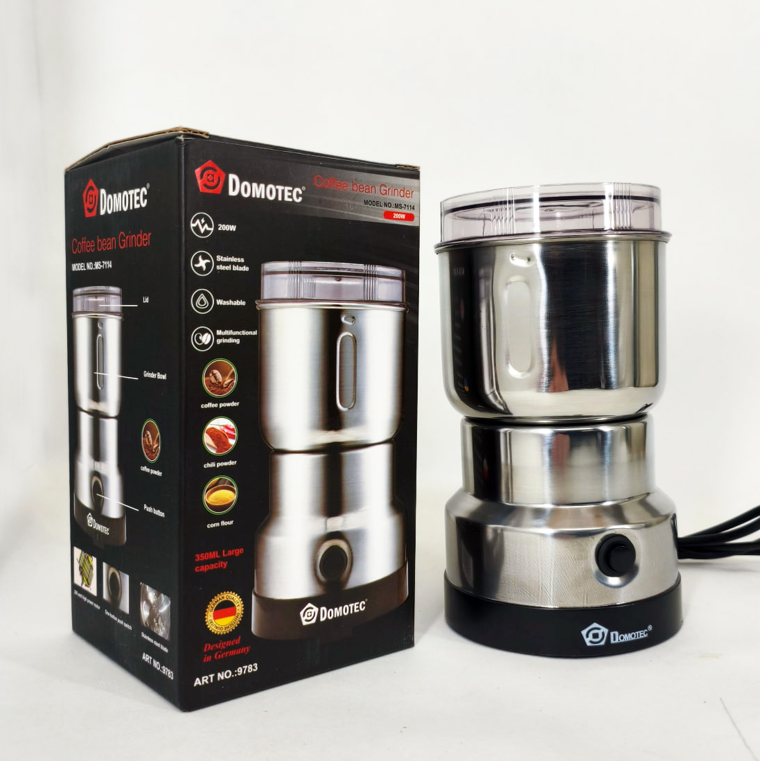 Електрична кавомолка Domotec MS-7114 200Вт ножова для кави та спецій 4 Електрична кавомолка Domotec MS-7114 200Вт ножова для кави та спецій - Зображення 4