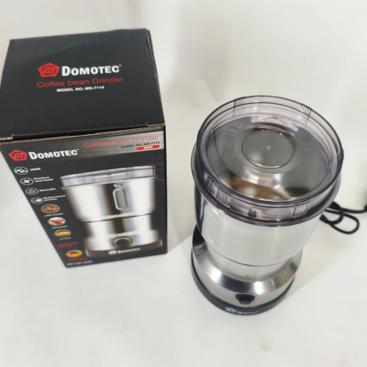 Електрична кавомолка Domotec MS-7114 200Вт ножова для кави та спецій 2 Електрична кавомолка Domotec MS-7114 200Вт ножова для кави та спецій - Зображення 2