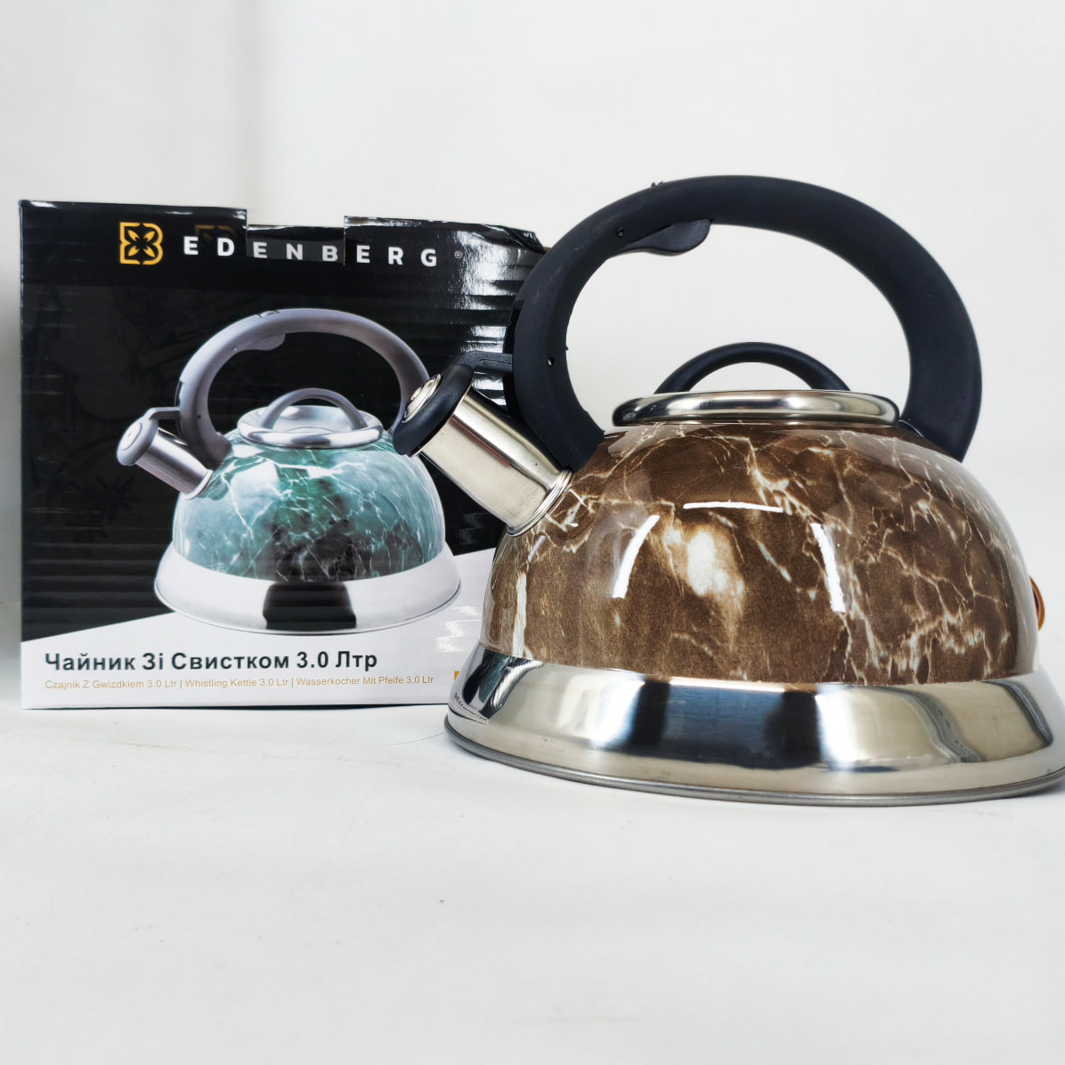 Чайник Edenberg EB-8871 із нержавіючої сталі зі свистком 3л Brown - Зображення 6