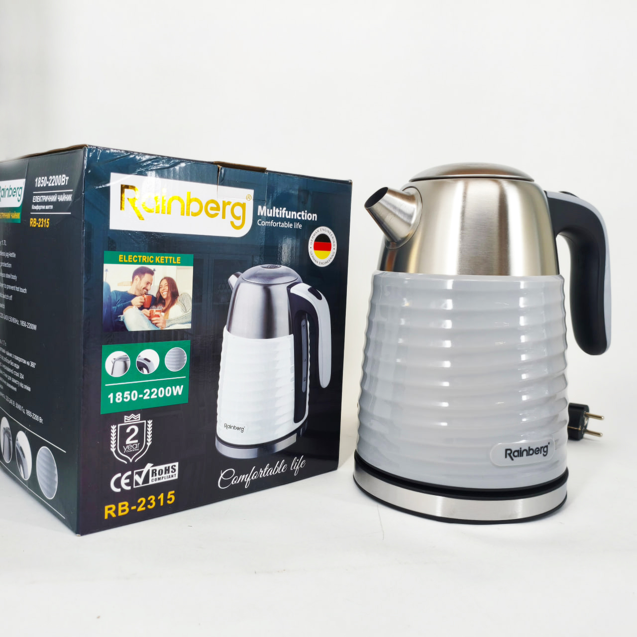 Чайник електричний Rainberg RB-2315 1.8л 2200Вт Gray 6 Чайник електричний Rainberg RB-2315 1.8л 2200Вт Gray - Зображення 6