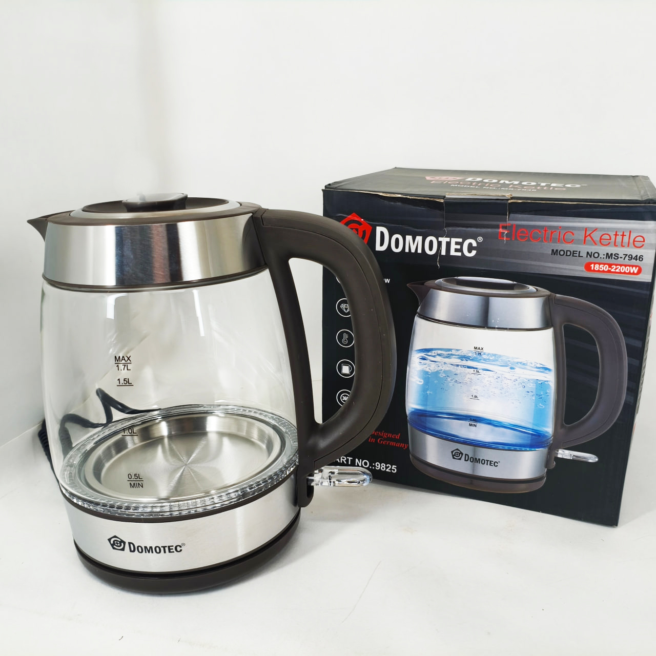Електричний чайник Domotec MS-7946 скляний 1.7л 2200Вт - Зображення 4