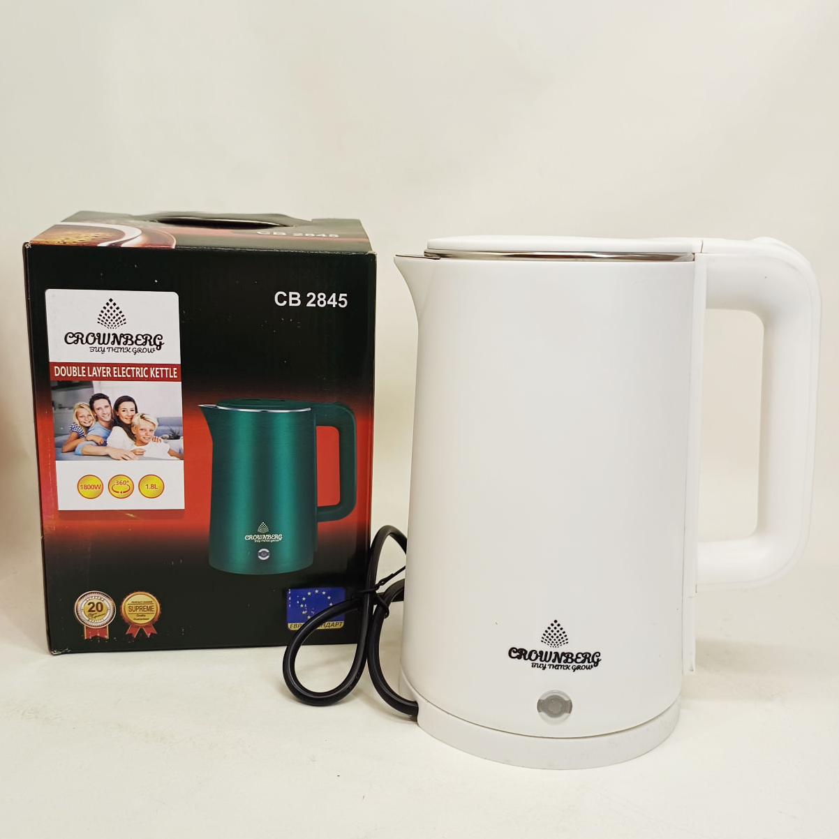 Електрочайник Crownberg CB-2845 дисковий 1.8л 1800Вт White - Зображення 5