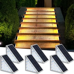 Вуличний світильник для сходів на сонячній батареї 13 LED / Кутовий світильник на сходи теплий білий / Сонячні декоративні світильники комплект з 6 штук