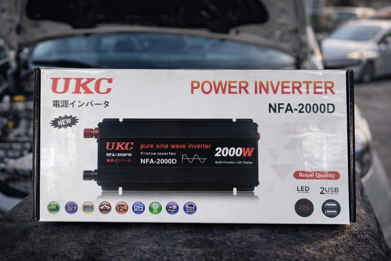 Інвертор UKC NFA-2000D 2000 Вт (12 В → 220 В) – чистий синус, автомобільний перетворювач напруги 3 Інвертор UKC NFA-2000D 2000 Вт (12 В → 220 В) – чистий синус, автомобільний перетворювач напруги - Зображення 3