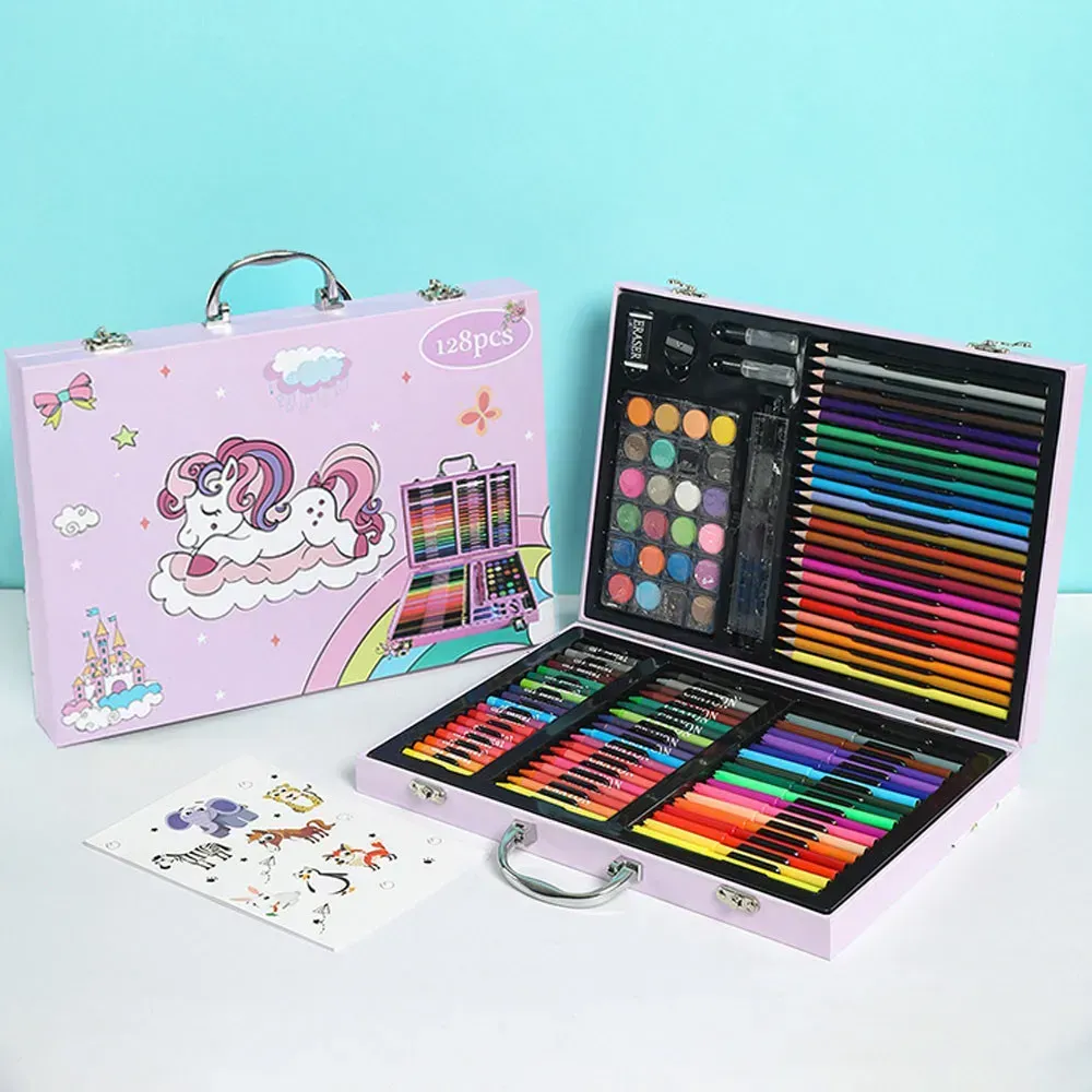 Набір для малювання в кейсі 128 предметів Рожевий 1 Набір для малювання в кейсі 128 предметів Рожевий