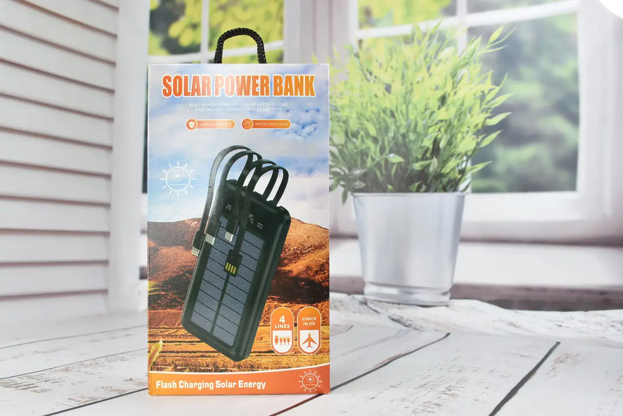 Павербанк Solar Power Bank із сонячною батареєю + ліхтарик 20000 mAh - Зображення 7