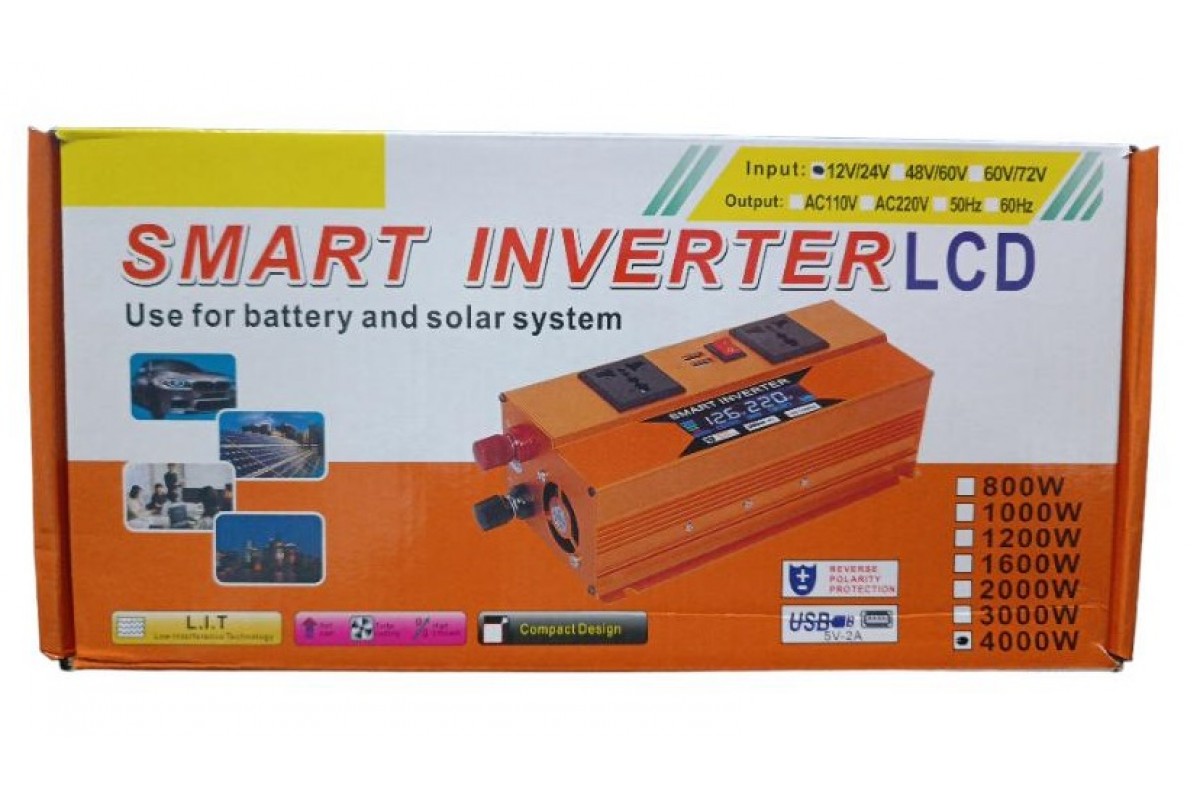 Перетворювач напруги з 12V/24V 220V 4000W LCD SMART (EY4000W)