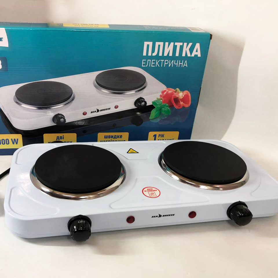 Настільна плита електрична Sea Breeze SB-063, подвійна електроплита, двокомфорочна White 5 Настільна плита електрична Sea Breeze SB-063, подвійна електроплита, двокомфорочна White - Зображення 5