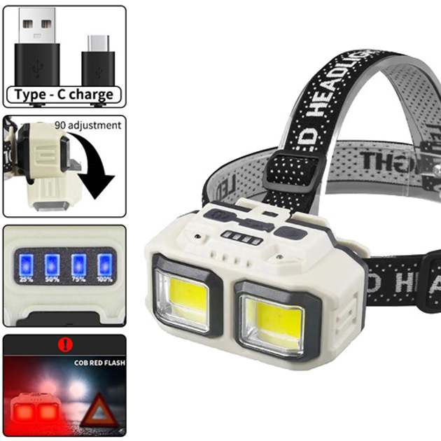 Ліхтар налобний акумуляторний Bailong HX-816 2COB(white+red) вологозахист, Ліхтар на голову для бігу 1 Ліхтар налобний акумуляторний Bailong HX-816 2COB(white+red) вологозахист, Ліхтар на голову для бігу