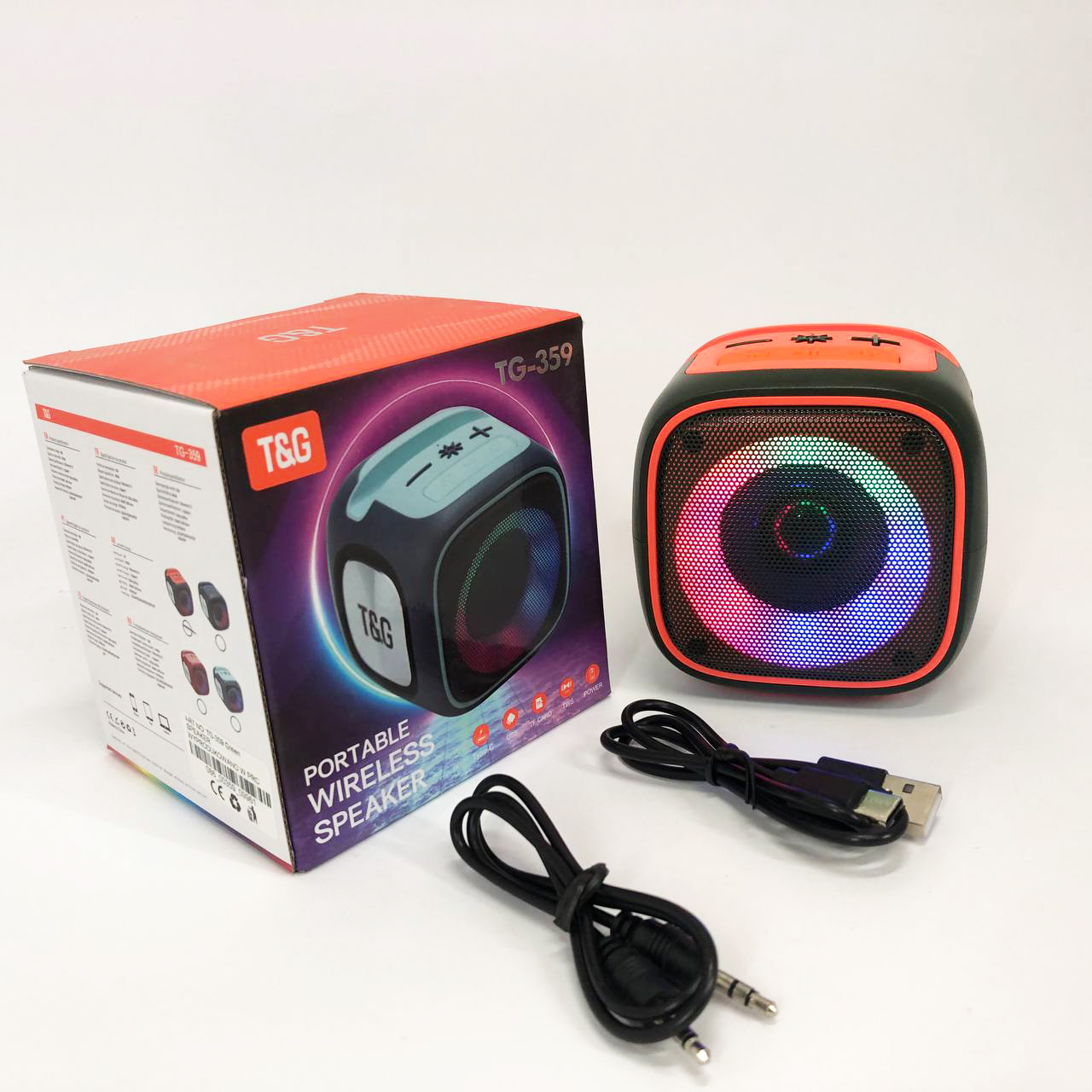 Портативна Bluetooth колонка TG359 7W з підсвічуванням RGB, акумуляторна колонка для музики. Колір: зелений - Зображення 6