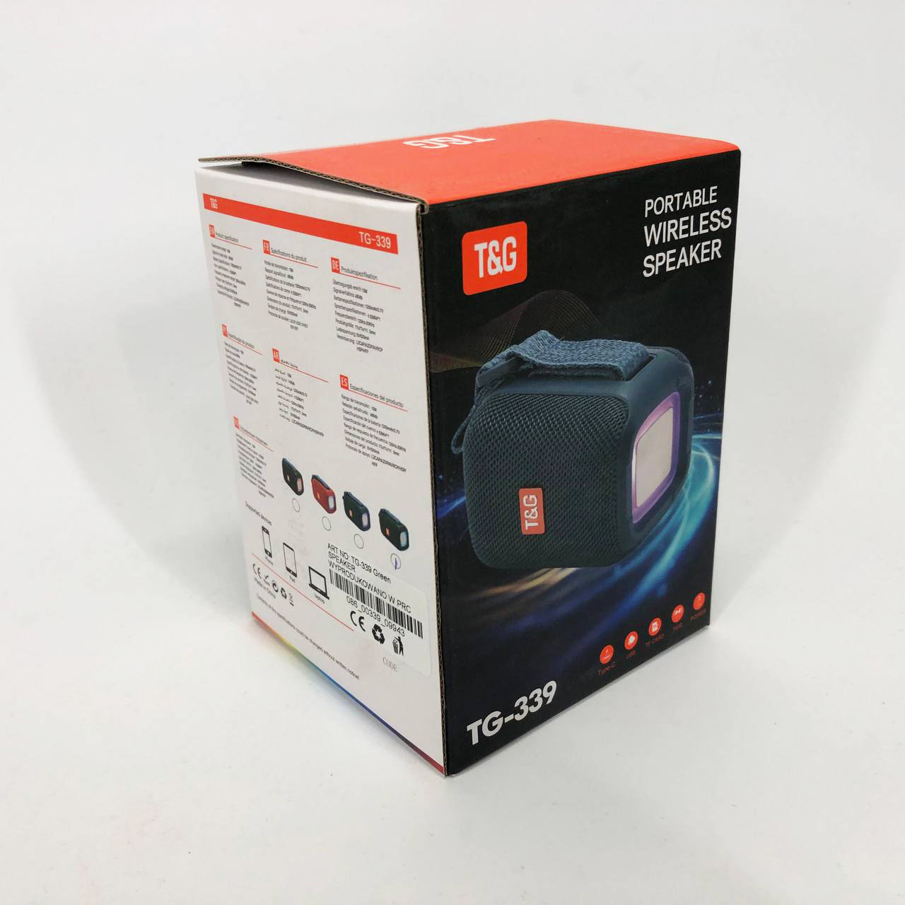 Портативна Bluetooth колонка TG339 5W з підсвічуванням RGB, акумуляторна колонка для музики. Колір: зелений - Зображення 5