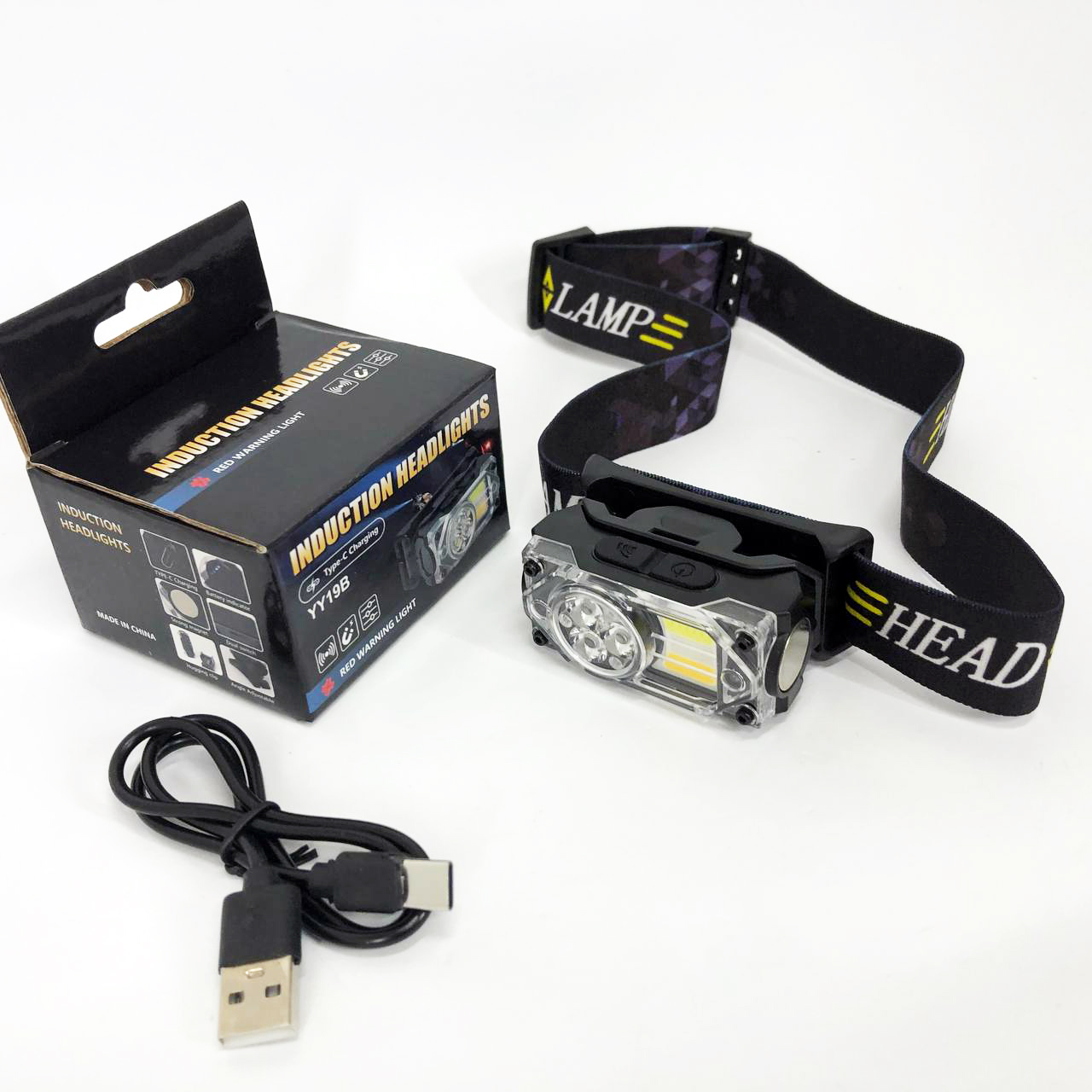 Ліхтар налобний YY-19B-3SMD+2COB(white+yellow+red), Налобний ліхтарик із usb зарядкою - Зображення 5