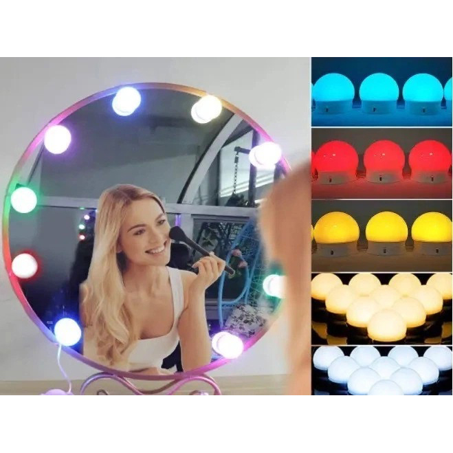 Підсвічування для дзеркала Vanity Mirror Lights з пультом 10 LED ламп RGB зміна яскравості та кольору USB - Зображення 3