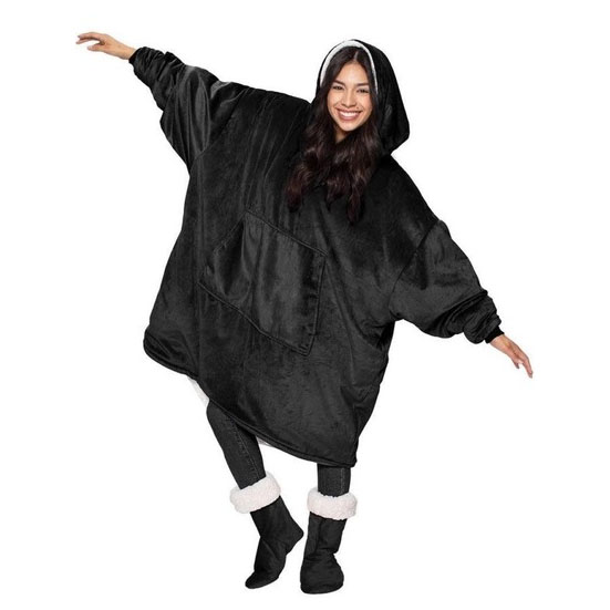 Толстовка плед з капюшоном і рукавами Huggle Hoodie оверсайз Black 6 Толстовка плед з капюшоном і рукавами Huggle Hoodie оверсайз Black - Зображення 6