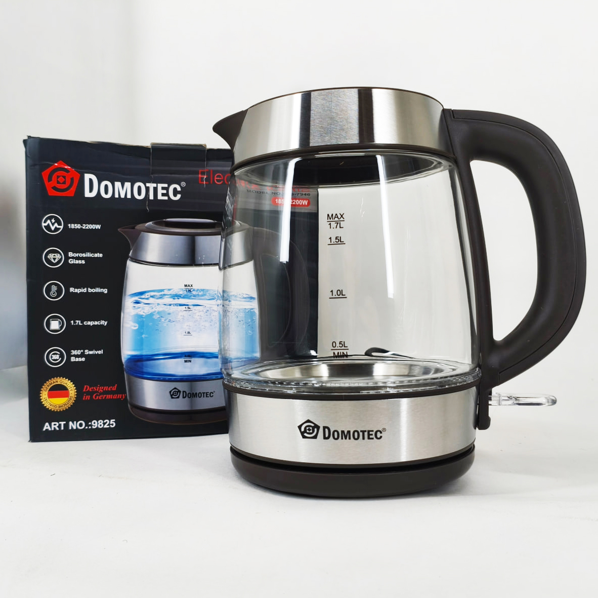 Електричний чайник Domotec MS-7946 скляний 1.7л 2200Вт