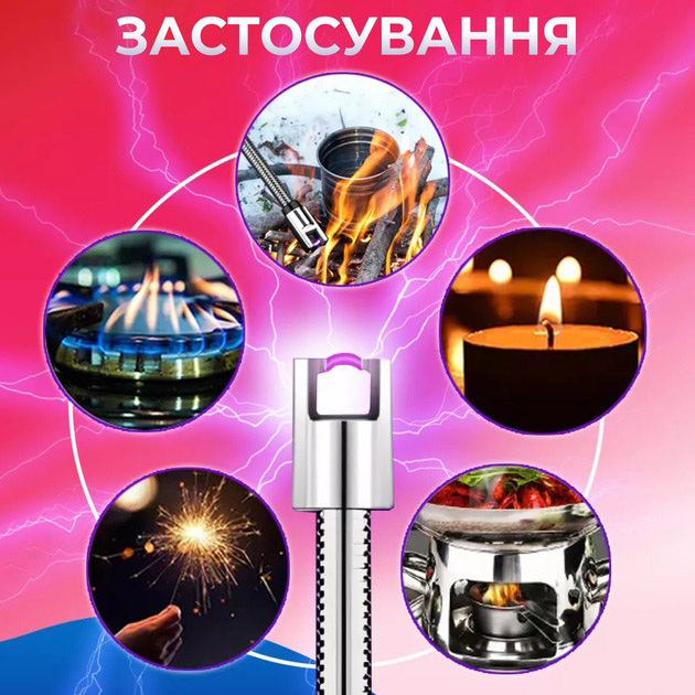 Запальничка електрична BBQ Lighter імпульсна плазмова вітрозахисна USB запальничка для газової плити - Зображення 8