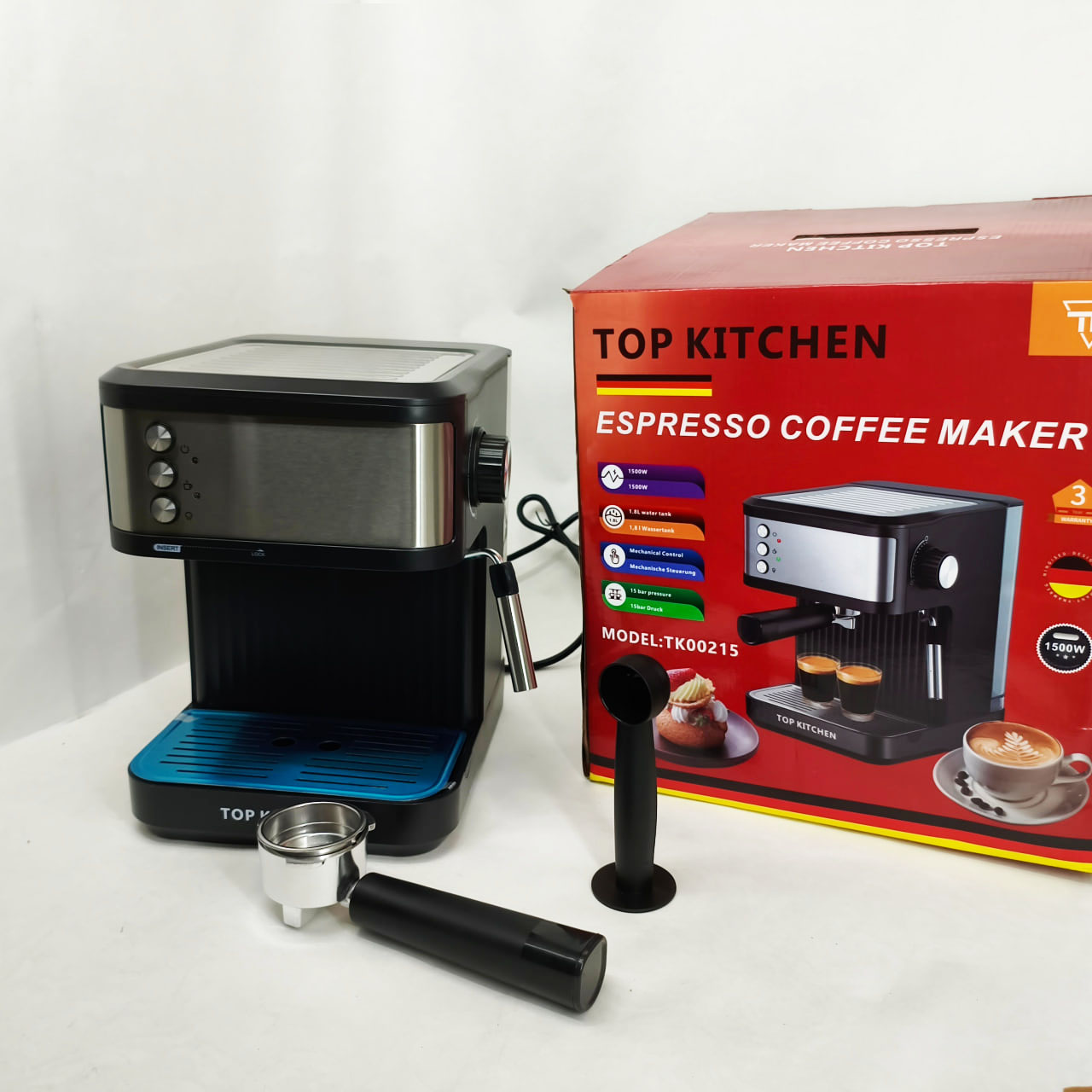 Кавоварка Еспресо Top Kitchen TK00215 ріжкова 1500Вт 1,8л 1-3 чашки еспресо 15 Бар 6 Кавоварка Еспресо Top Kitchen TK00215 ріжкова 1500Вт 1,8л 1-3 чашки еспресо 15 Бар - Зображення 6