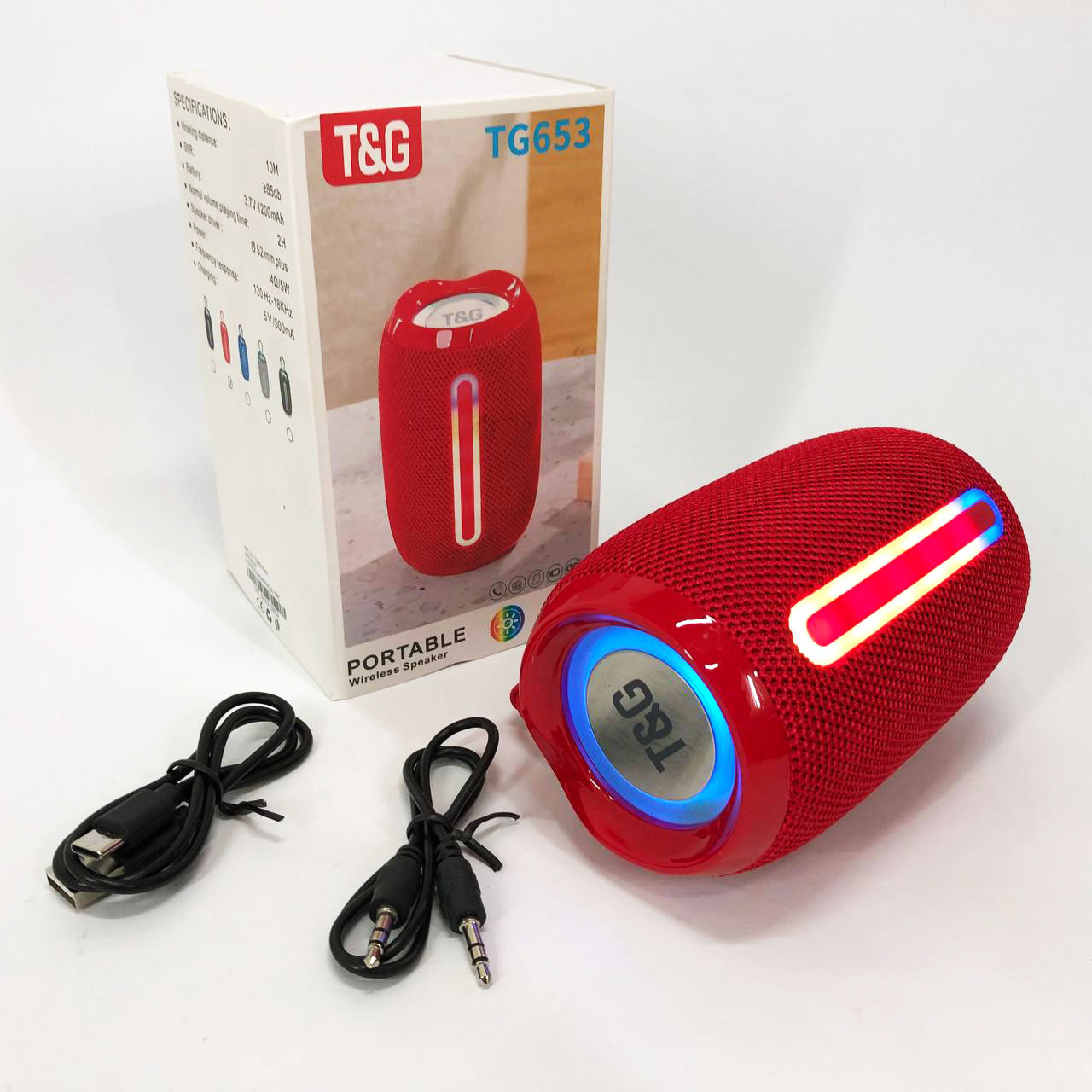 Портативна Bluetooth-колонка TG653 USB з ремінцем, потужна переносна акустична колонка. Колір: червоний 1 Портативна Bluetooth-колонка TG653 USB з ремінцем, потужна переносна акустична колонка. Колір: червоний