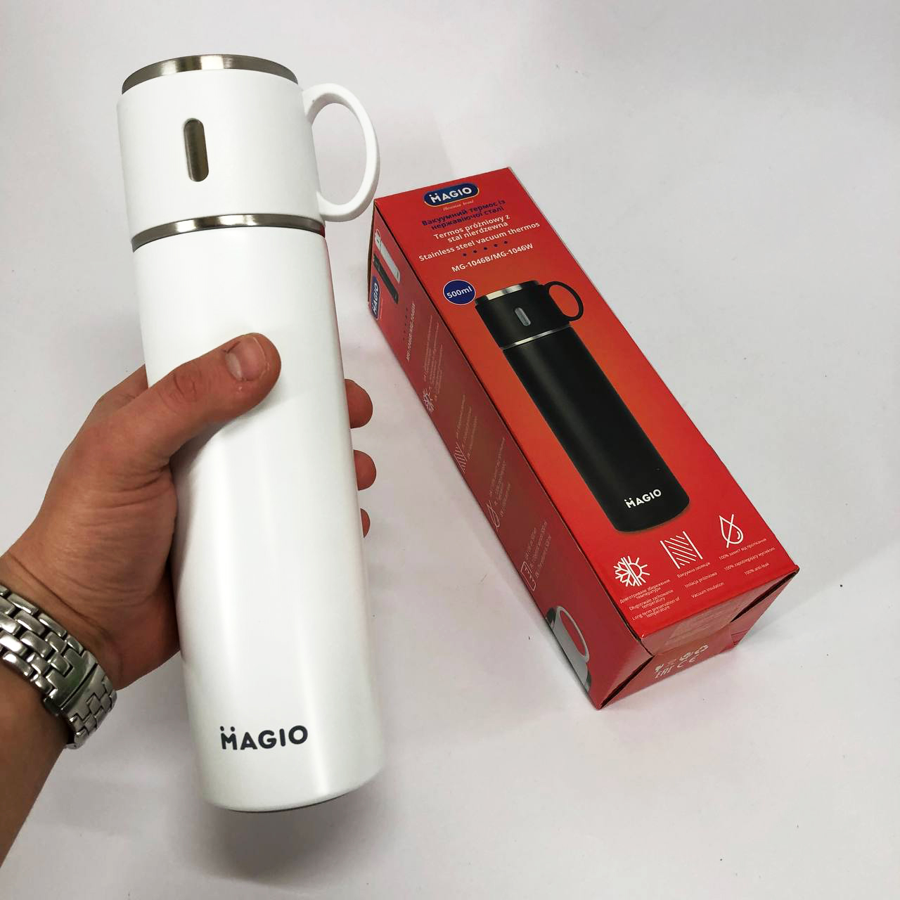 Термос MAGIO MG-1046W 0.5 л, Красивий невеликий термос, Термокухоль для дітей, Фляга для пікніка - Зображення 5