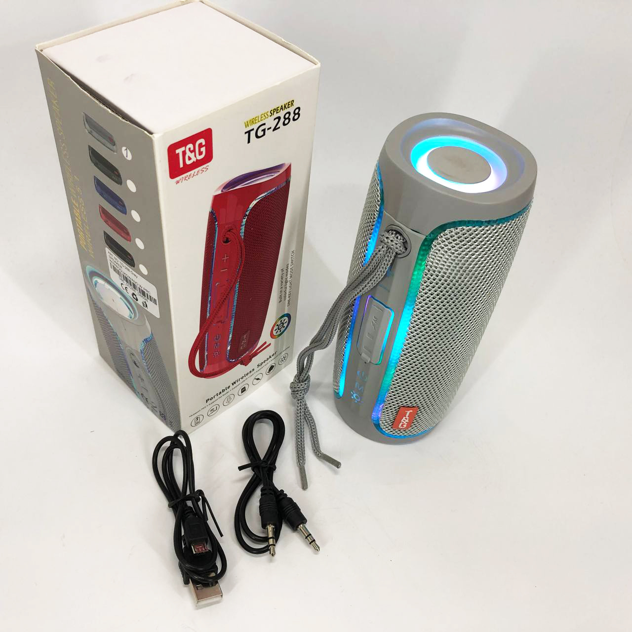 Портативна колонка Bluetooth з LED підсвічуванням TG288, акумуляторна колонка для музики. Колір: сірий - Зображення 3