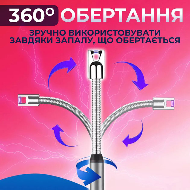 Запальничка електрична BBQ Lighter імпульсна плазмова вітрозахисна USB запальничка для газової плити - Зображення 7