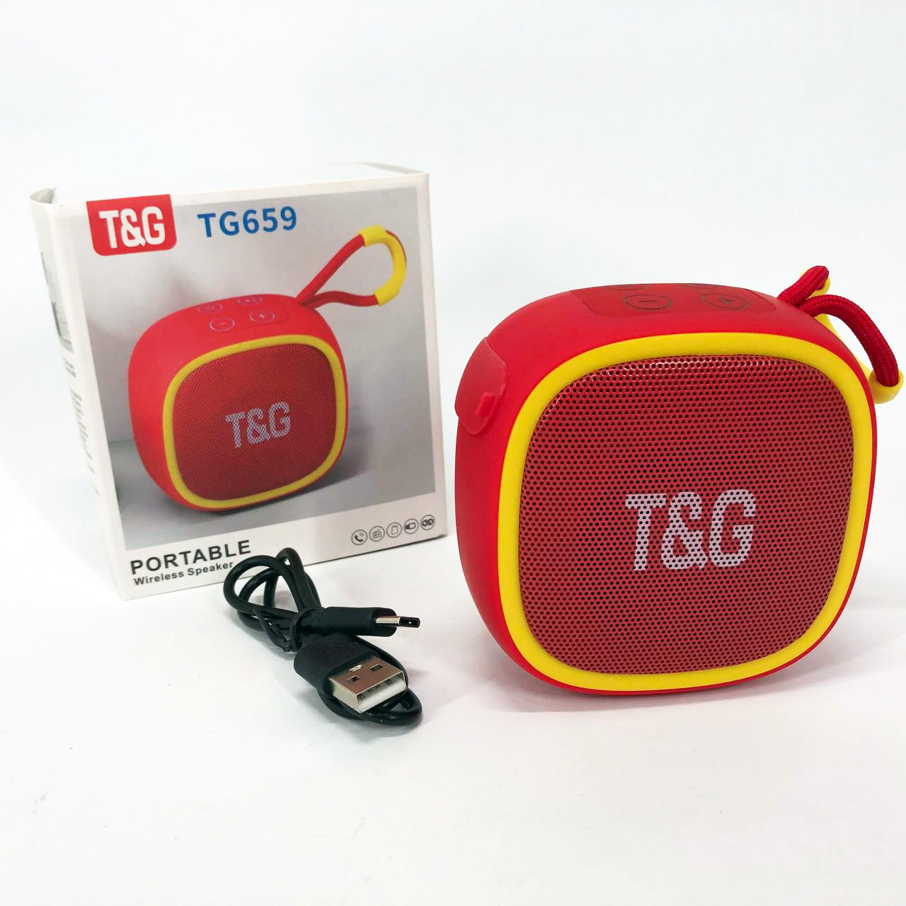 Портативна Bluetooth-колонка TG659 з ремінцем, Гучна блютуз колонка для вечірки. Колір: червоний - Зображення 8