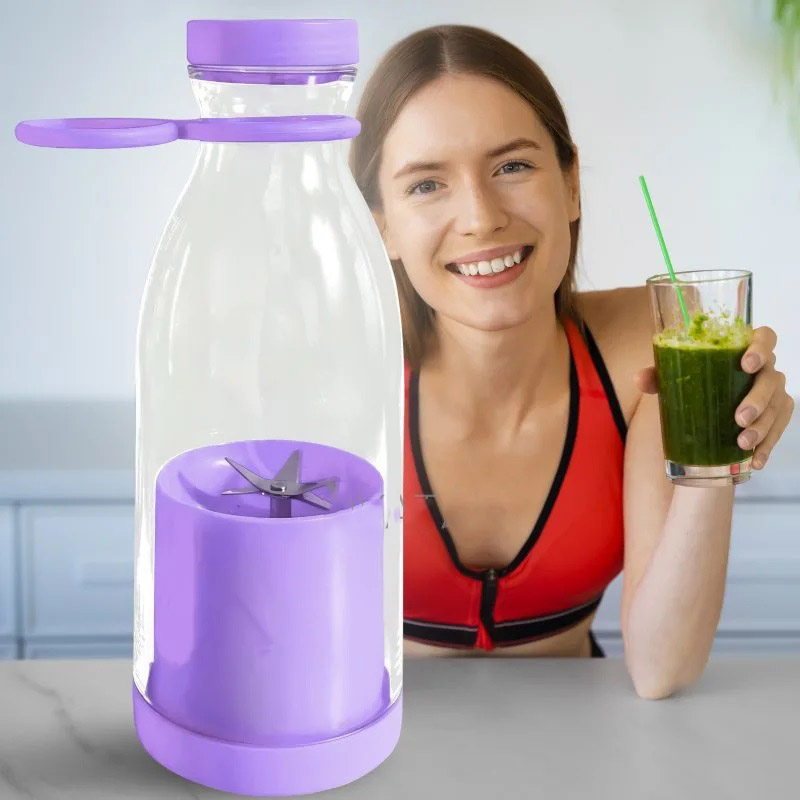 Портативний фітнес-блендер у вигляді пляшки на 420мл Juicer YC-02 міксер для смузі та коктейлів. Колір: фіолетовий - Зображення 3