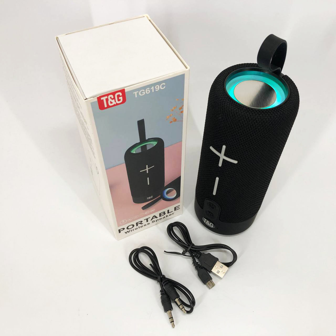 Портативна Bluetooth колонка TG619C FM-радіо USB/TF з ремінцем, Колонка для музики. Колір: чорний - Зображення 7