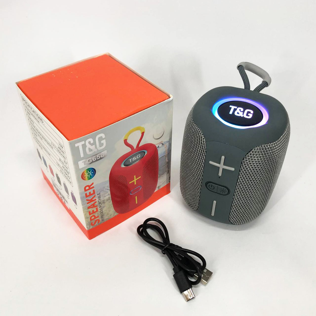Портативна Bluetooth колонка TG658 8W з RGB підсвічуванням, Музичні колонки для вулиці. Колір: сірий 1 Портативна Bluetooth колонка TG658 8W з RGB підсвічуванням, Музичні колонки для вулиці. Колір: сірий