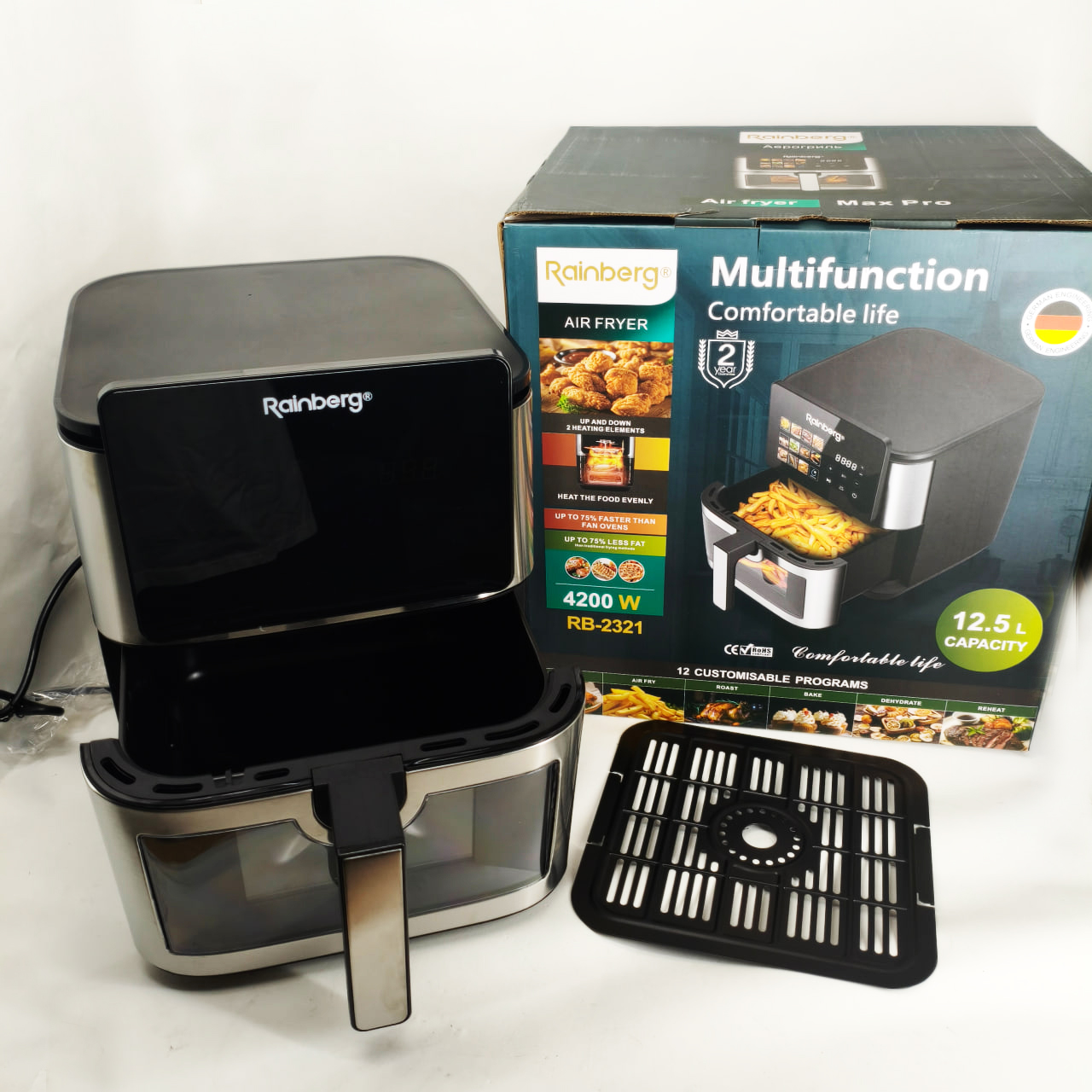 Аерофритюрка Rainberg RB-2321 4200Вт 12.5л сенсорна 2 Тена 4 Аерофритюрка Rainberg RB-2321 4200Вт 12.5л сенсорна 2 Тена - Зображення 4