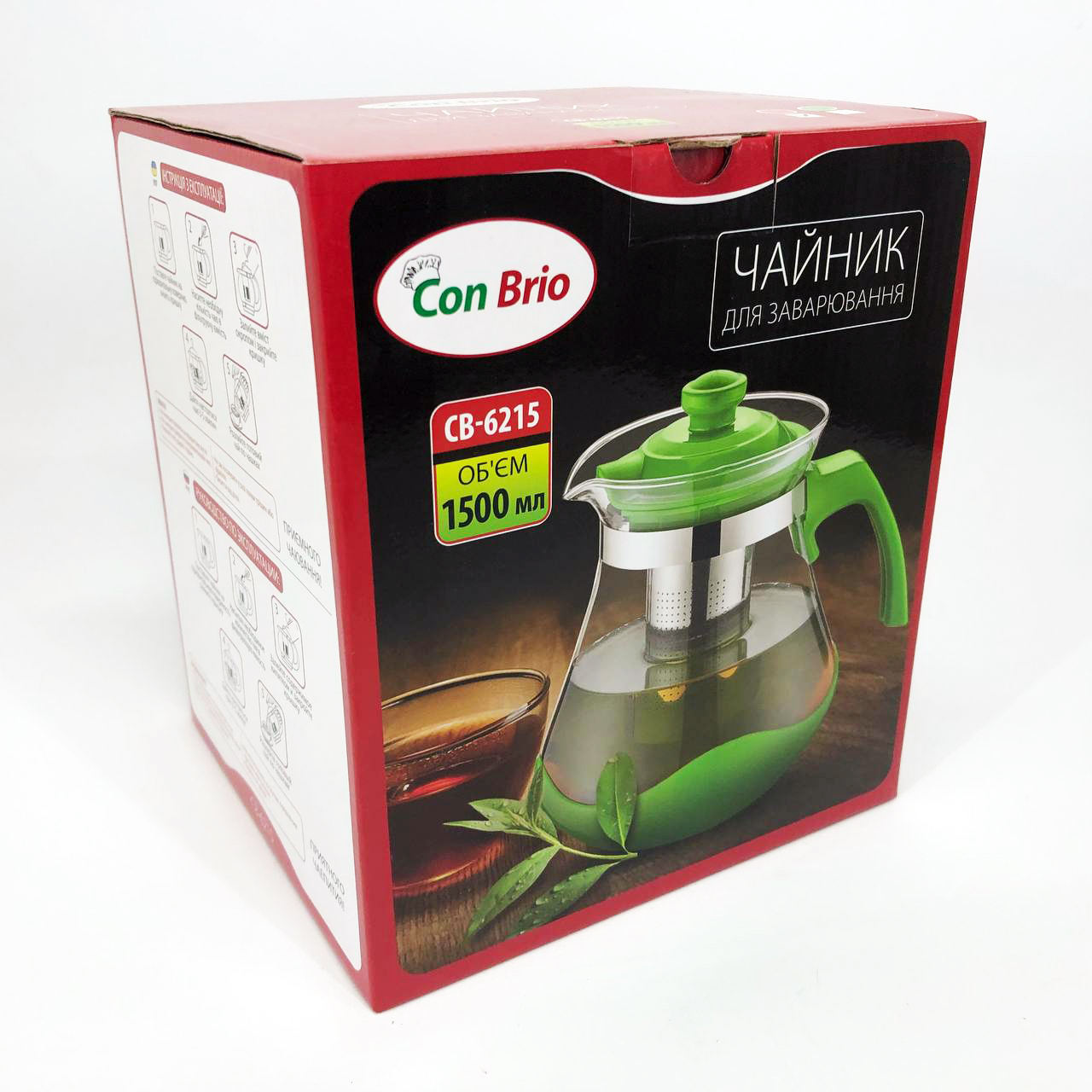 Чайник для заварювання Con Brio Green CB-6215 1,5 л, Чайник для заварювання якісний на кухню. Колір: червоний - Зображення 4