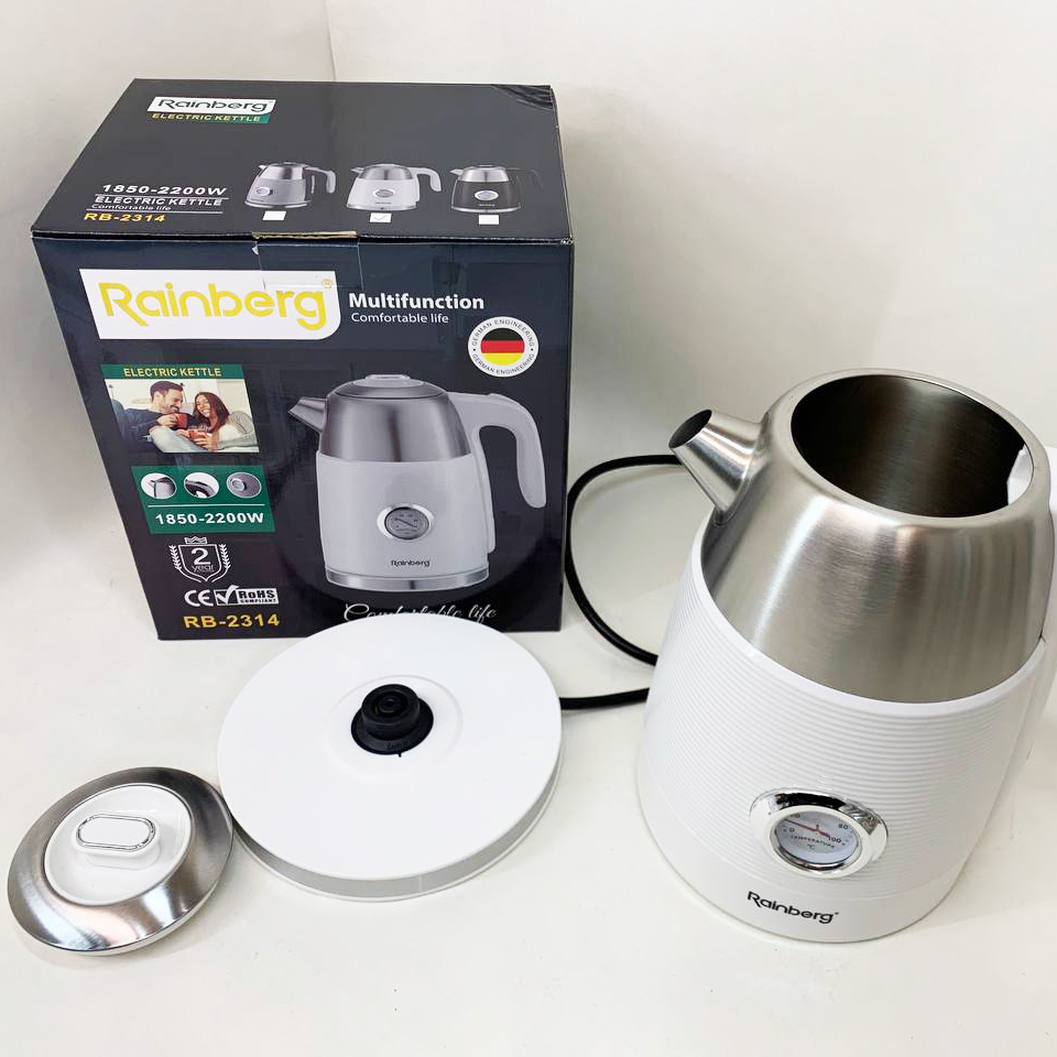 Чайник електричний з датчиком температури Rainberg RB-2314 2200Вт 1.7л White - Зображення 3