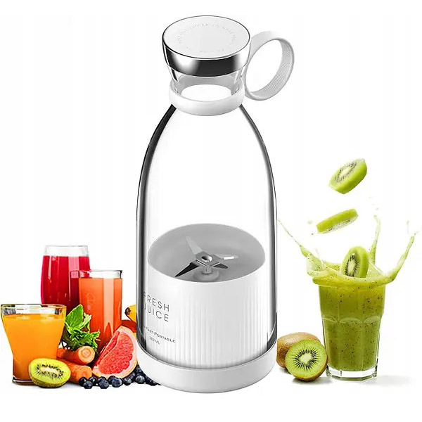 Портативний фітнес-блендер у вигляді пляшки на 420мл Juicer YC-02 міксер для смузі та коктейлів. Колір: білий - Зображення 3