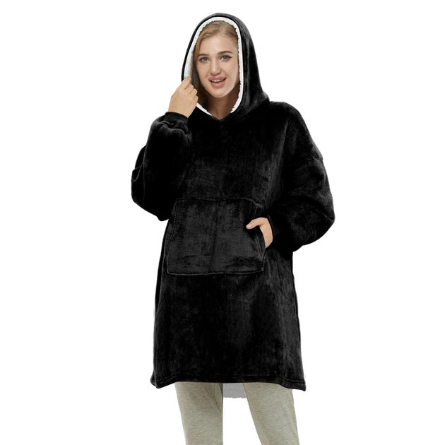 Толстовка плед з капюшоном і рукавами Huggle Hoodie оверсайз Black 4 Толстовка плед з капюшоном і рукавами Huggle Hoodie оверсайз Black - Зображення 4