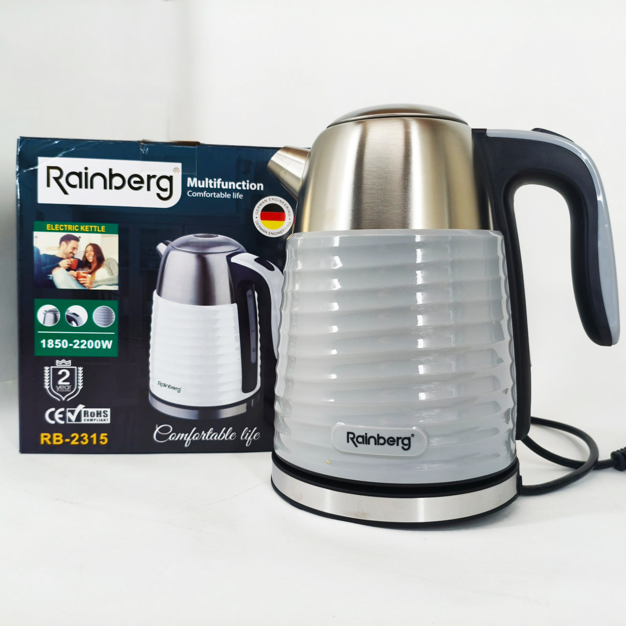 Чайник електричний Rainberg RB-2315 1.8л 2200Вт Gray 2 Чайник електричний Rainberg RB-2315 1.8л 2200Вт Gray - Зображення 2