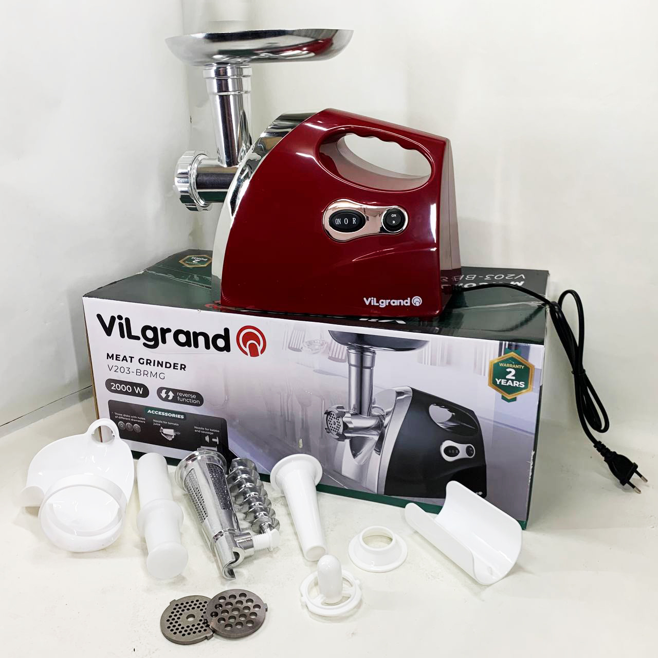 Електром'ясорубка ViLgrand V203-BRMG 2000Вт Red - Зображення 3