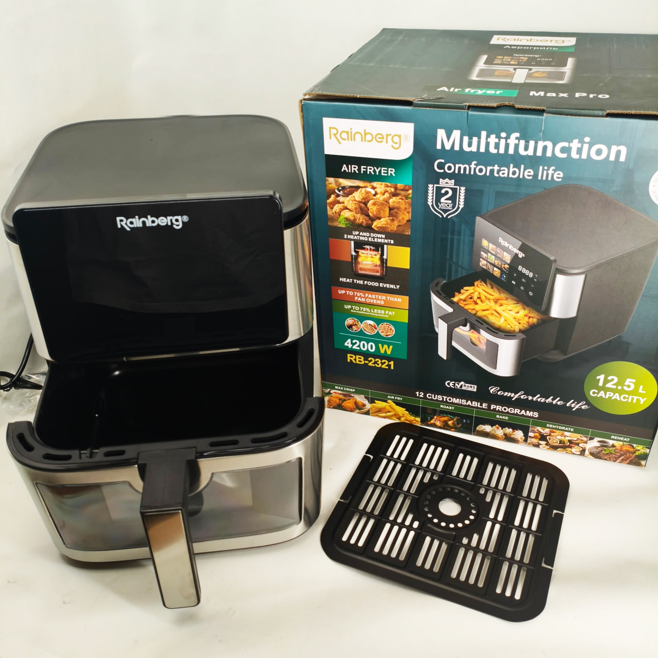 Аерофритюрка Rainberg RB-2321 4200Вт 12.5л сенсорна 2 Тена 11 Аерофритюрка Rainberg RB-2321 4200Вт 12.5л сенсорна 2 Тена - Зображення 11